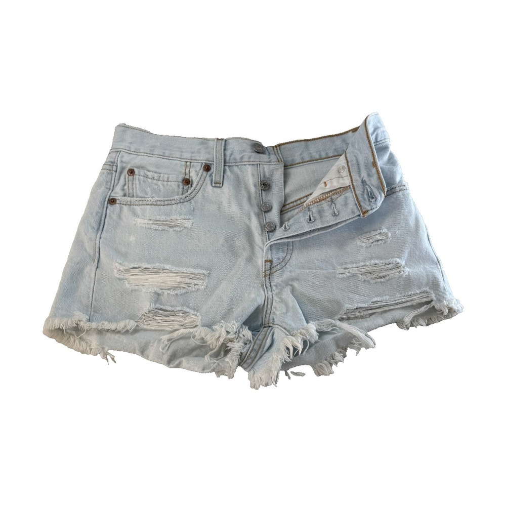 Levi's 501 Original High Rise Distressed Denim Shorts Light Wash 26x3